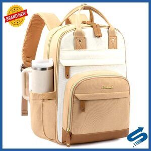 Large Capacity Laptop Backpack with Tumbler Holder Travel Ready Work Bag